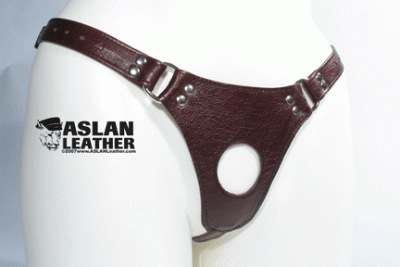 Chocolate Jaguar Slim strap on harness ASLAN Leather