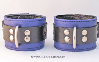 Purple Jaguar Wrist Cuffs bondage by ASLAN Leather
