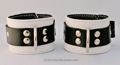White Jaguar Wrist Cuffs bondage by ASLAN Leather