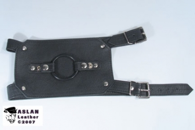 Buckling Thigh dildo harness ASLAN Leather, double penetration